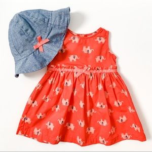 Red Elephant dress with coordinating hat!